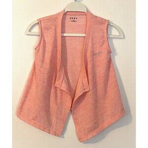 DKNY Girls Open Cardigan Size L (12) Sleeveless Pink Sweater